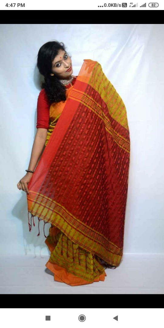 Big Elephant Border Cotton Saree - Nishalika